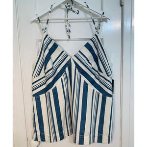 Universal Thread NWT Blue White Striped Denim Halter Tank Top Cotton / XXL